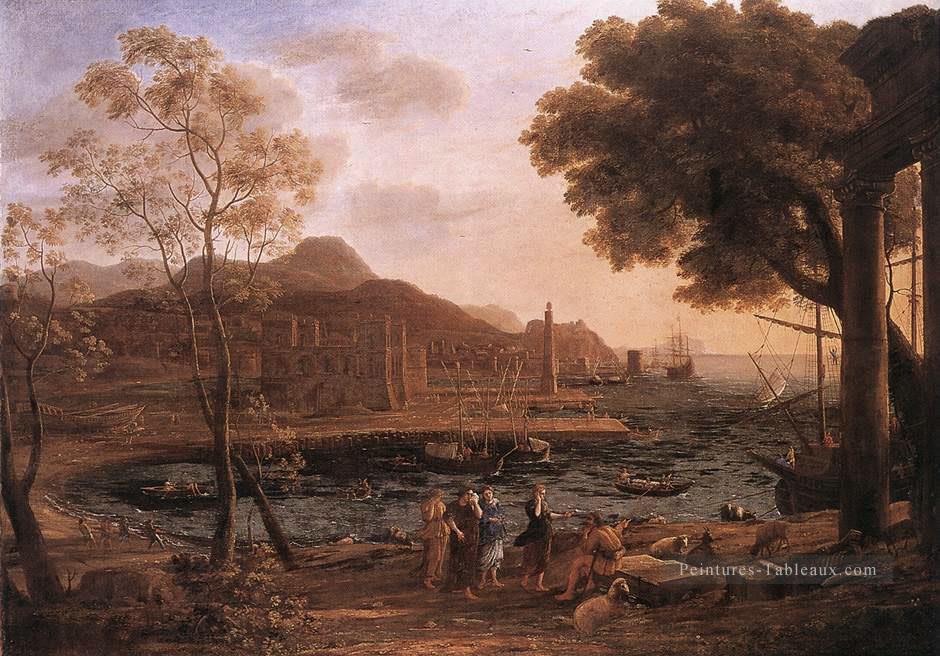 Scène portuaire avec deuil Héliades paysage Claude Lorrain Peintures à l'huile